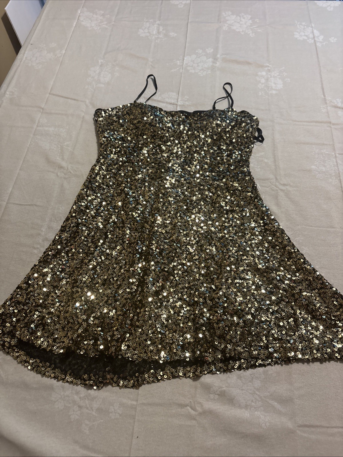 B.Darlin Mini Dress Gold Sequins Cocktail/homecoming Juniors 15/16