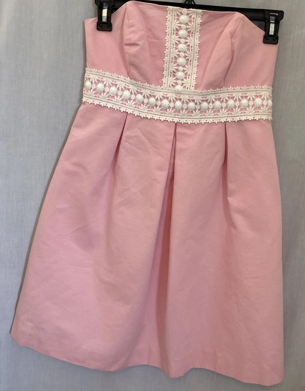 Lillly Pulitzer Betsey Size 6 Faille Powder Pink Strapless Beaded Dress