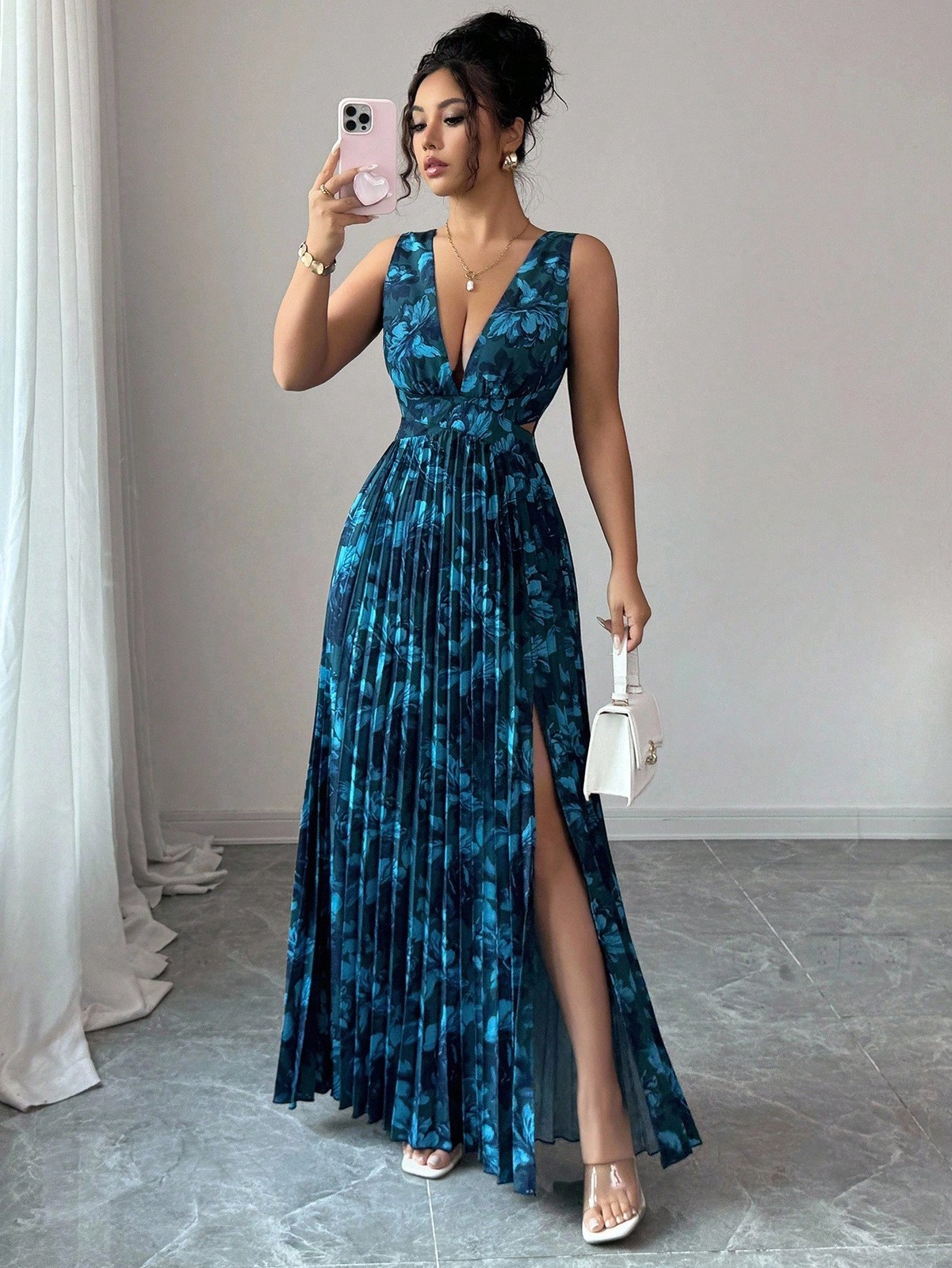 Elenzya Floral Sleeveless A Line Maxi Dress
