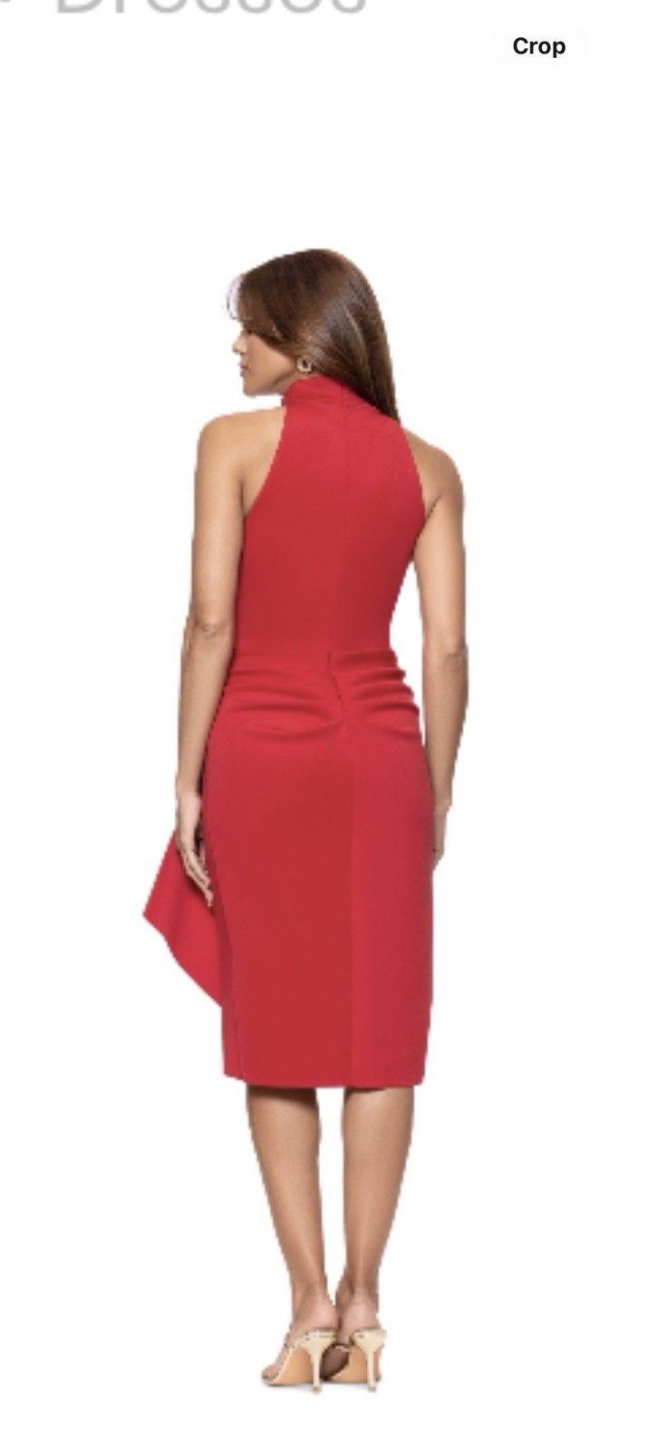 Xscape Red High Neck Sleeveless Ruffle Scuba Sheath Midi Dress Size 6 7197X