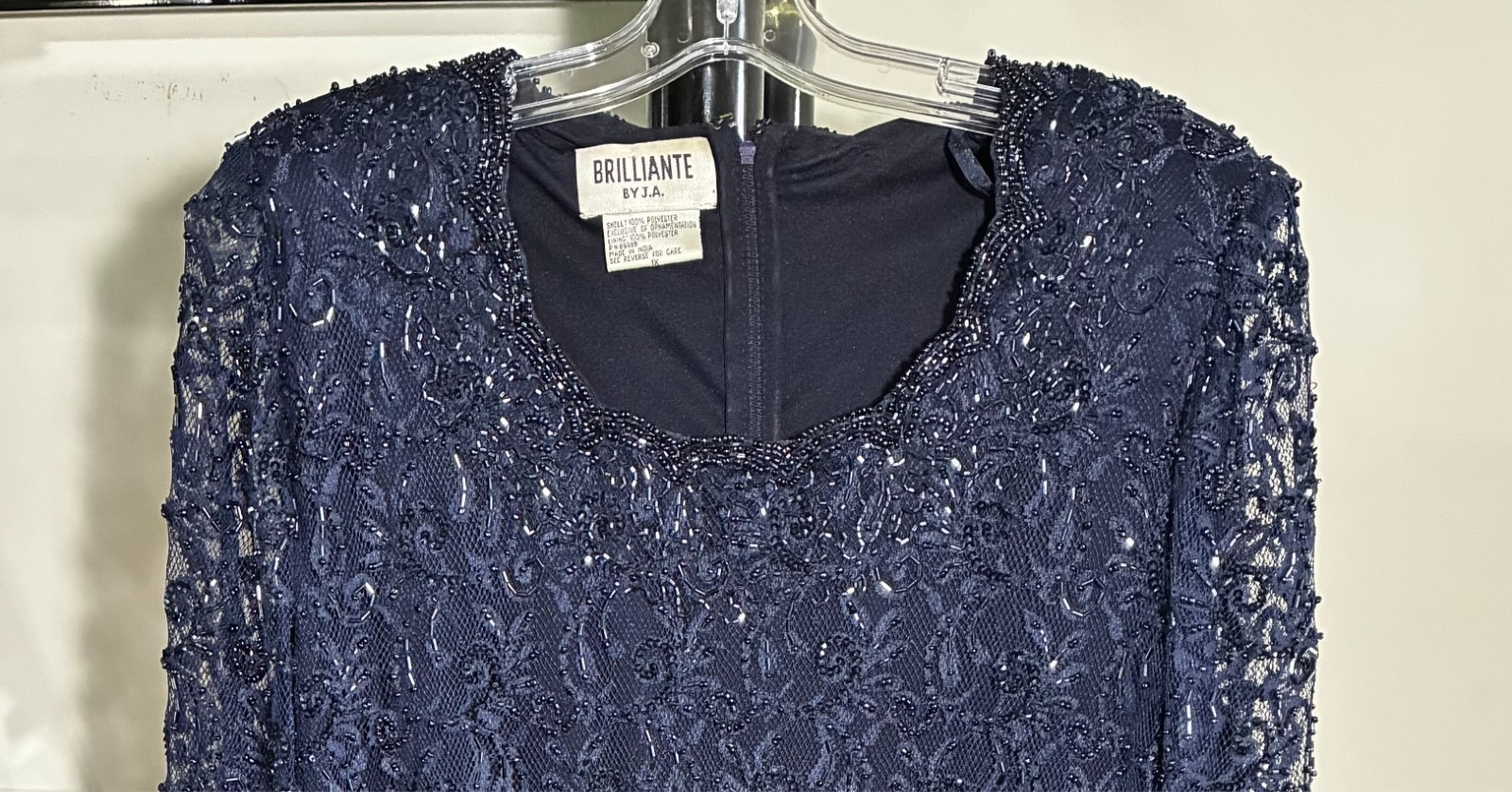 Preown-Brilliante by JA-Chiffon Skirt-Sequins Top Gown(Navy Blue) – Sz 1X