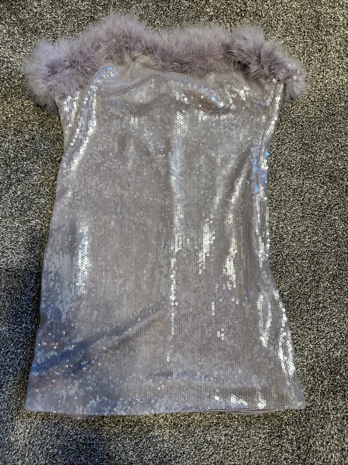 Forever 21 DRESS Mauve sequin strapless Taylor Swift Style Side Zipper XL Q