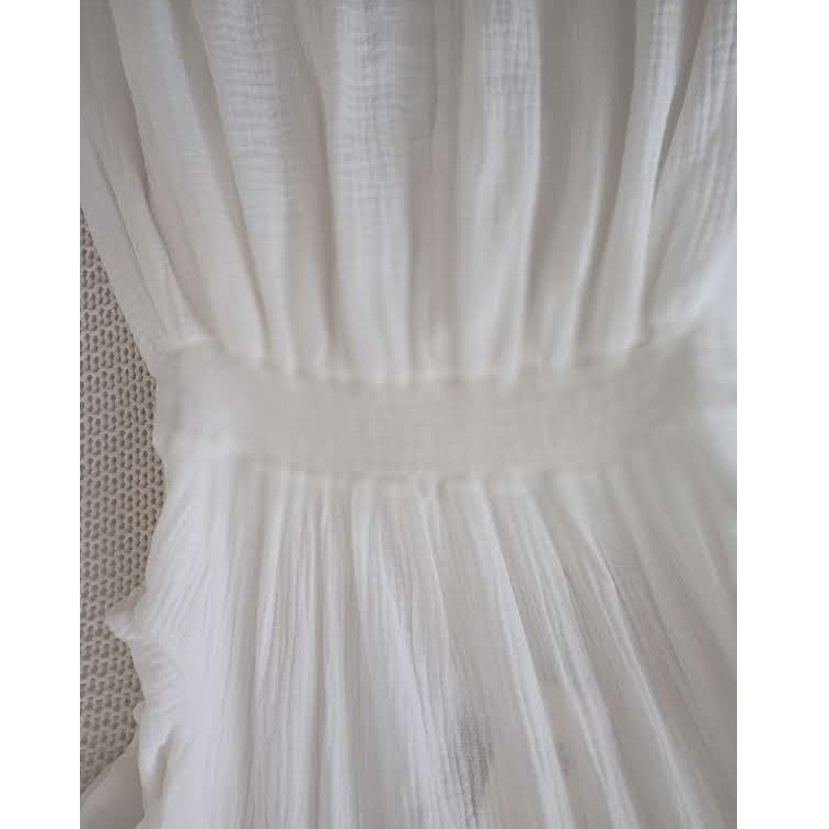 NWT Parisian White 100% Cotton Gauze Coastal Boho Maxi Dress M Paris Designer