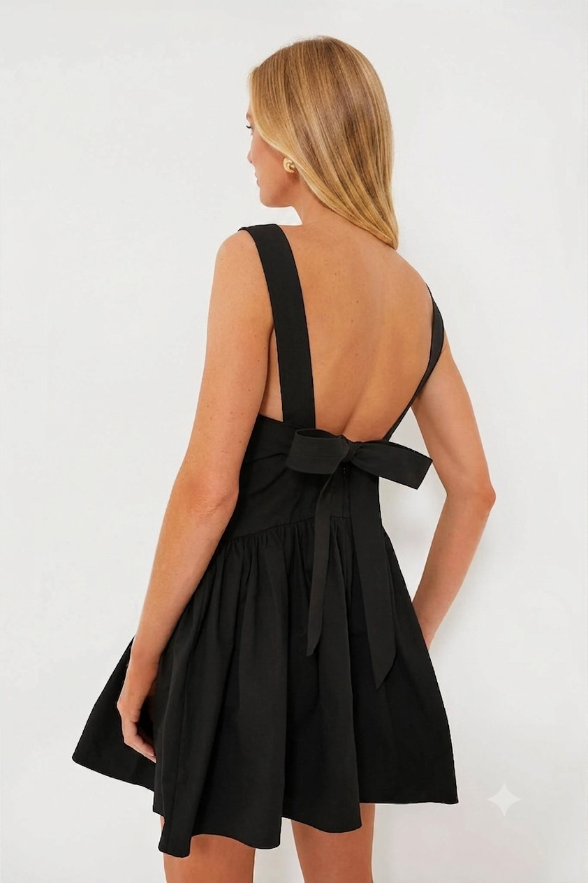 OPT One Pretty Thing Black Sleeveless Savvas Tie Shoulder Mini Dress size S NWT