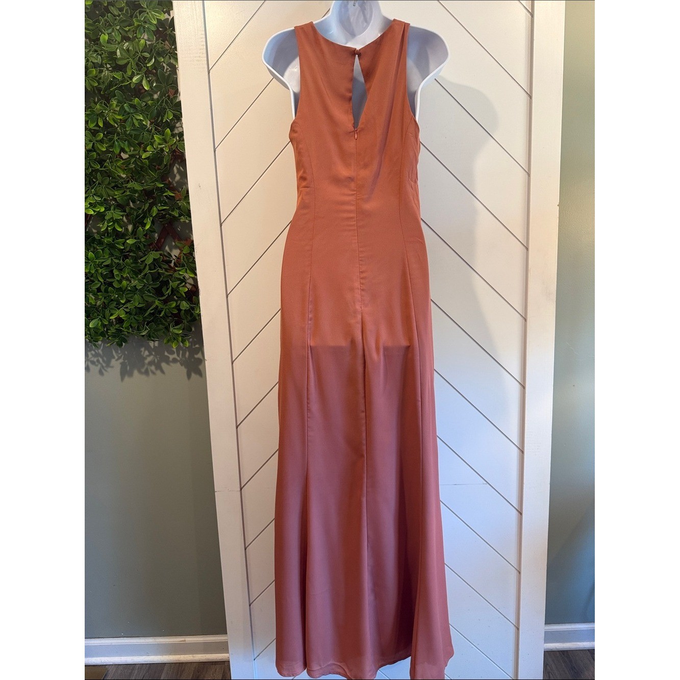 NWT-Mikaila Rusty Rose Cowl Neck Ruched Column Maxi Dress