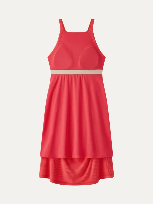 Oglmove CoolTouch Square Neck Ruched Mini Bra Dress – Teaberry Red