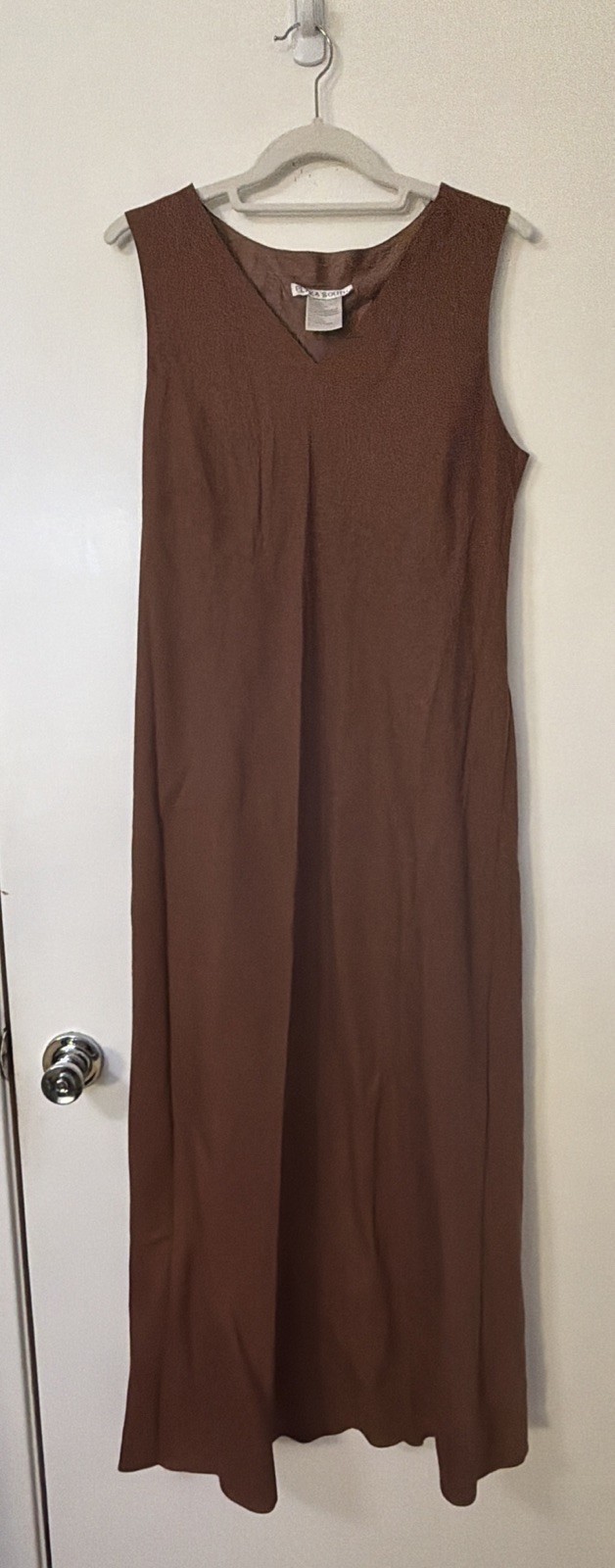 Plaza South Vintage Brown Linen Blend Dress Long 12 RN 52438 Lagenlook Boho