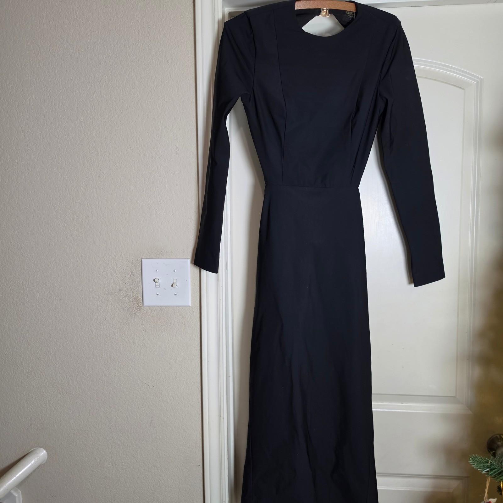 Nordstrom Demetria Ebony Black Boat Neck Open Back Maxi Dress NWT Nordstrom M