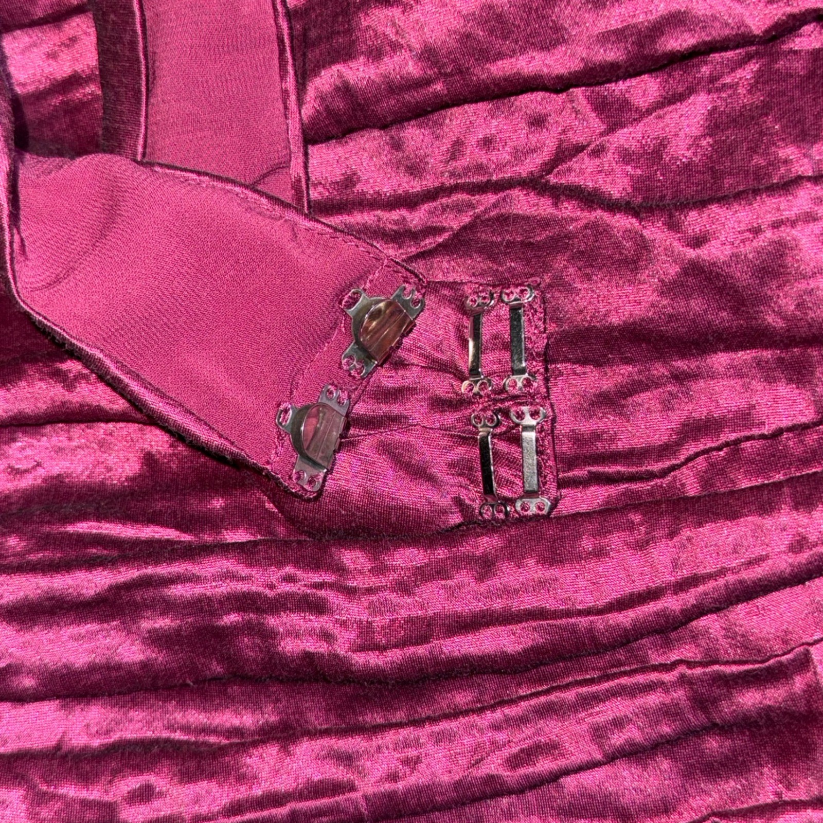 BCBGMAXAZRIA Womens Ruched Halter Mini Dress Magenta Metallic Size Small