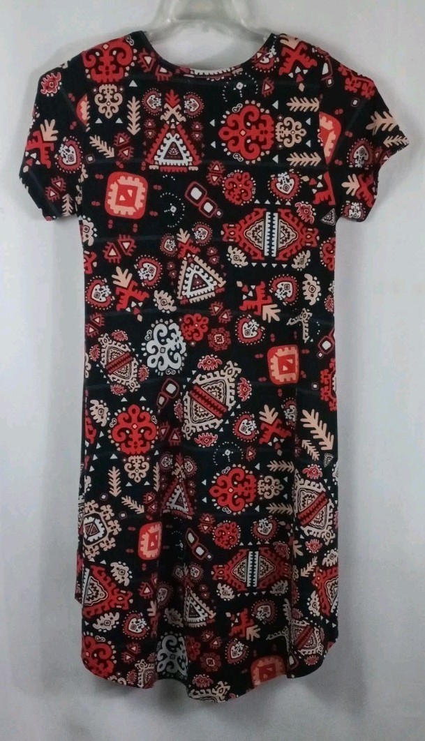 LuLaRoe Black Multicolor Geometric Carly Dress Women Size XL Short Sleeve – NWOT
