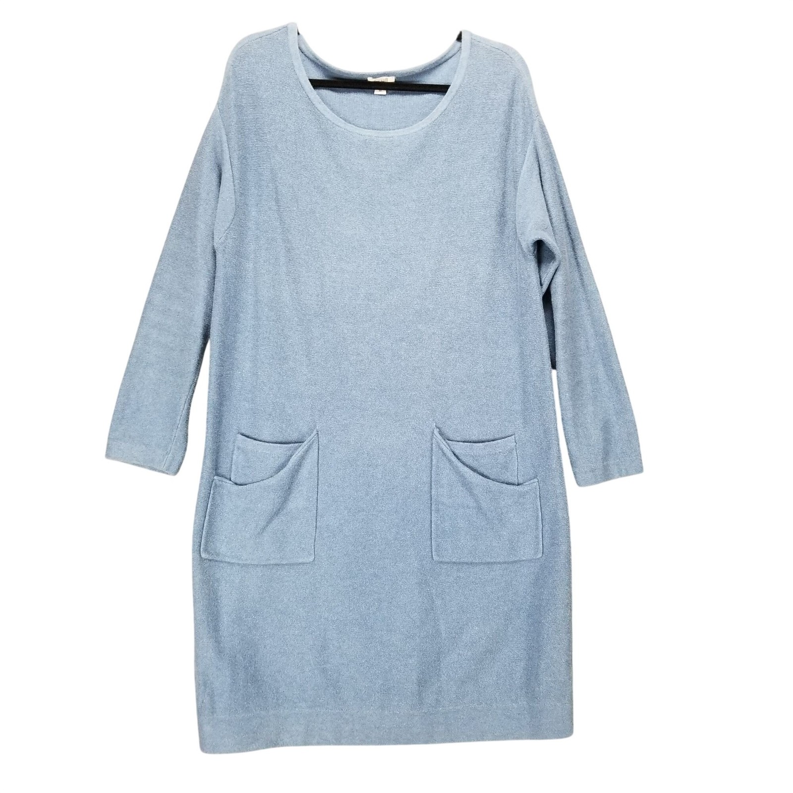 Pure Jill Dress Womens Medium Blue Long Sleeve Knit Sweater Pocket Shift Dress