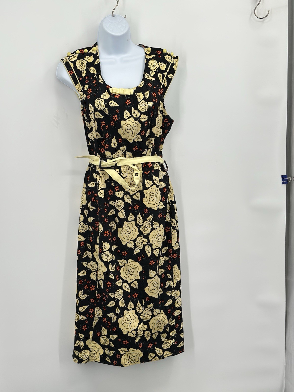 Voodoo Vixen Dress Large Flocked Floral Swing Retro 50s Rockabilly Whimsigoth XL