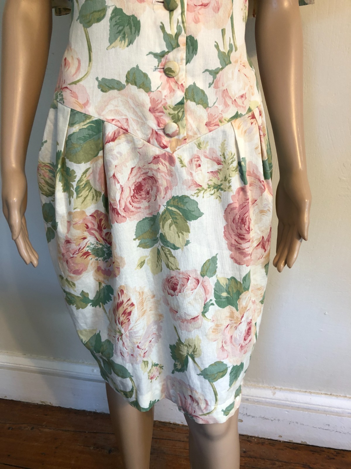 vtg Regina Kravitz 1930s Tulip Style Floral Dress Sz 12 Union Made in USA