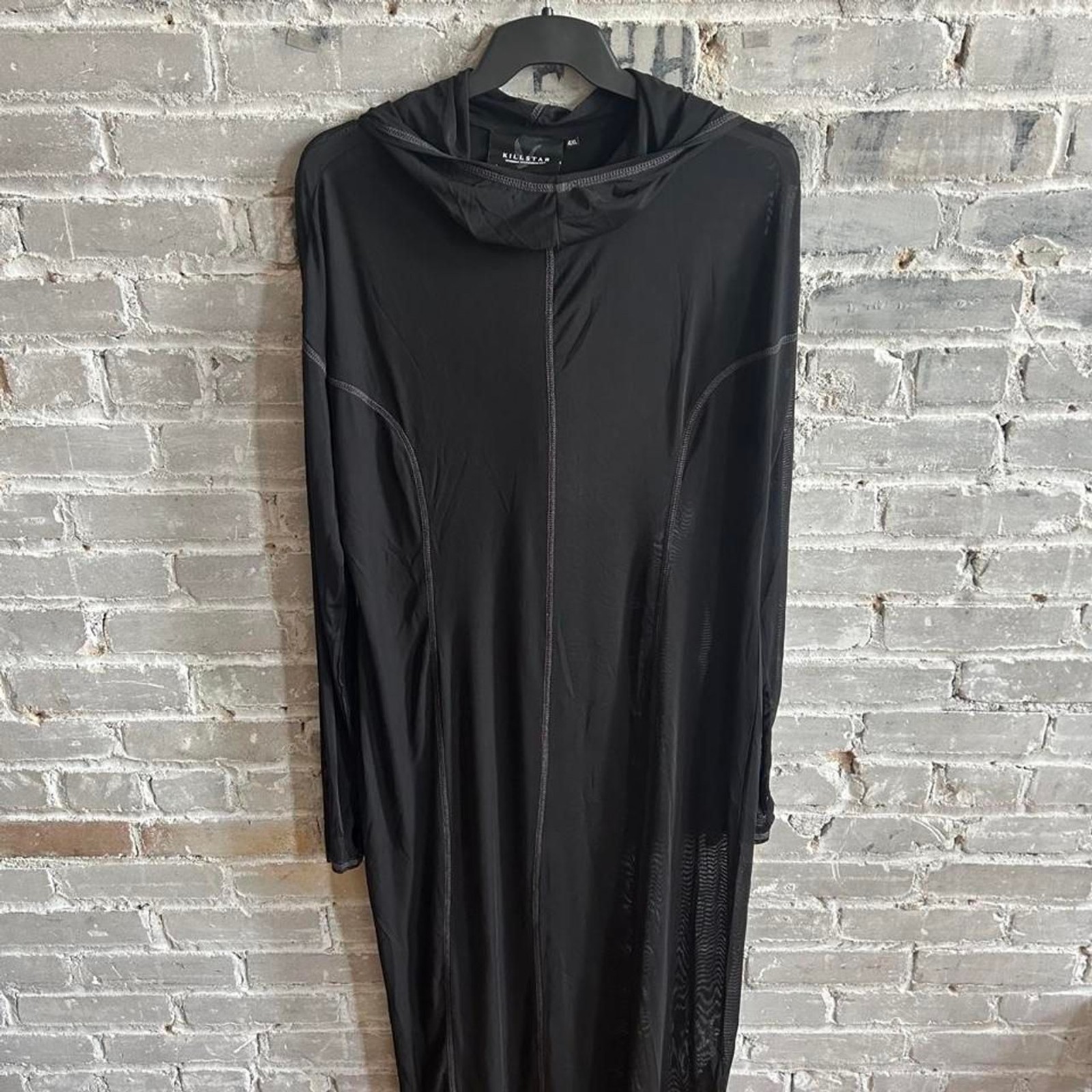 KILLSTAR Black Mesh Hooded Maxi Dress Plus Size 4XL Goth Duster Thumbholes