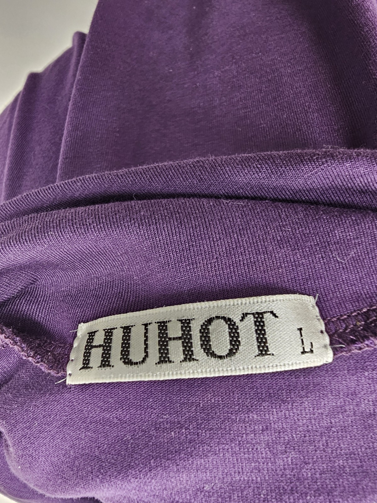 Womens L Huhot Purple with Black Buttons Dress Asymmetric Cowl Neck Pockets