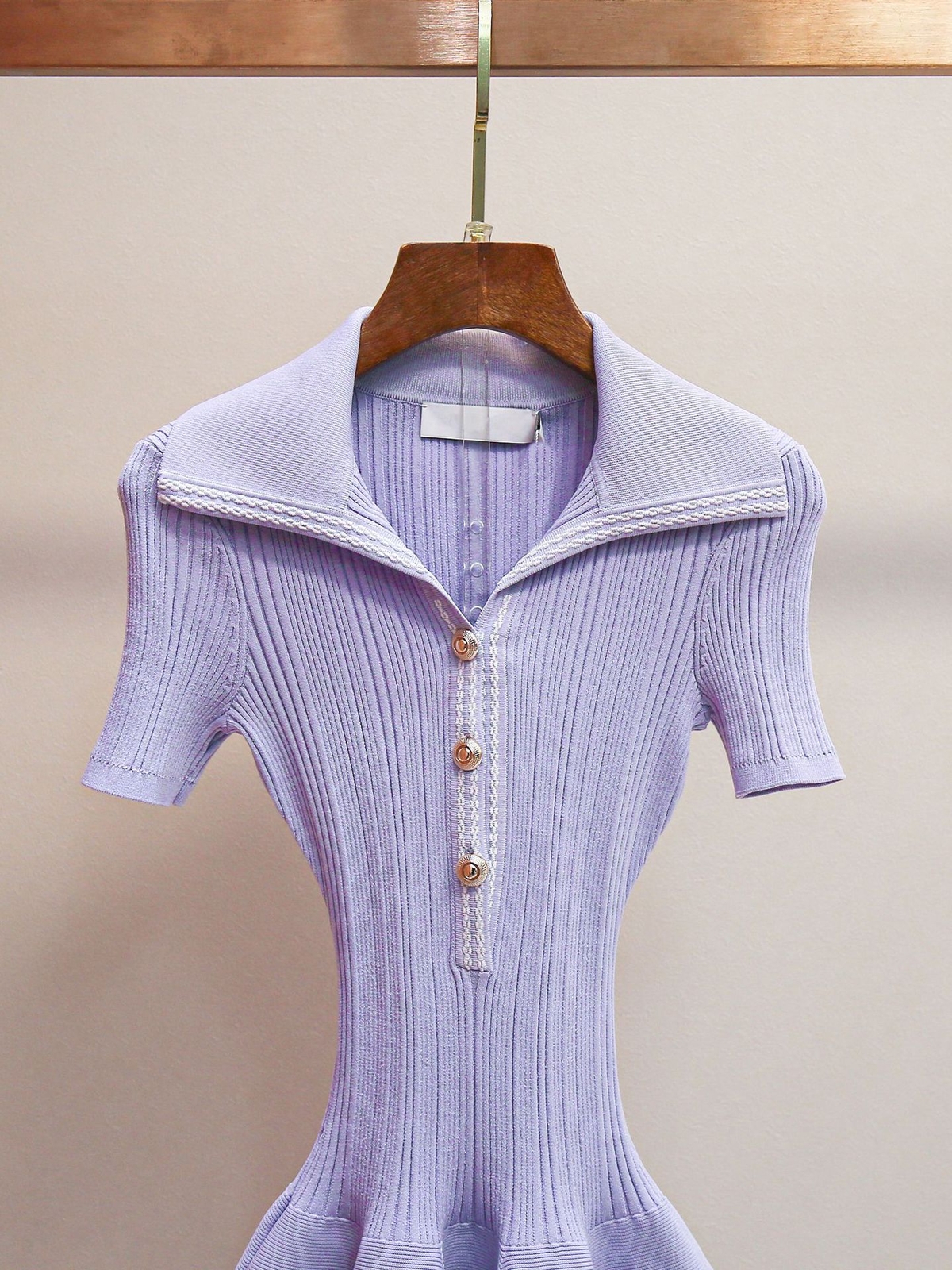 Self-Portrait Womens Summer New Elegance High Waist Lapel Knitted Dress