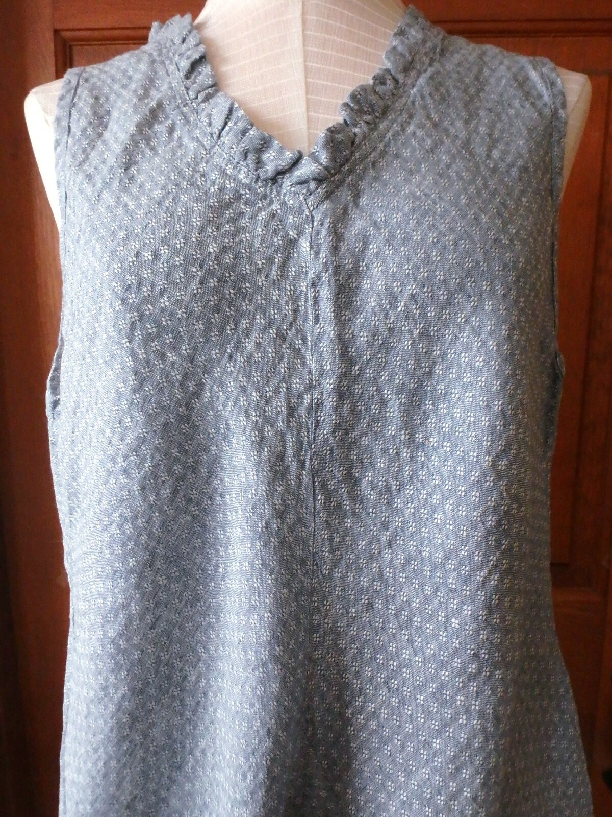 FLAX Designs Linen Dress 1G NWOT Special Dress Steel Fleur-deLis