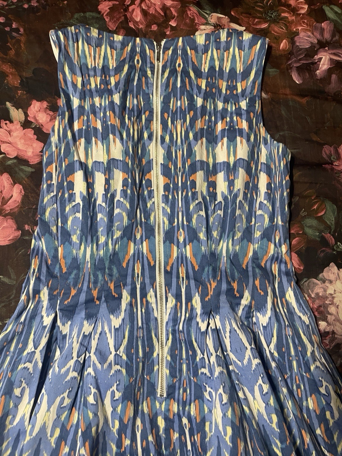DB established 1962 Blue Print Sleeveless Lined Pleated Midi Dress Size 4