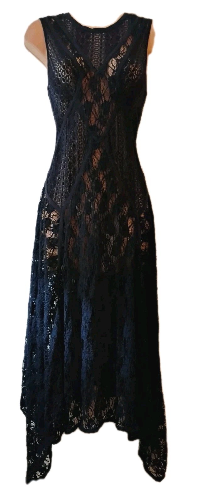 High Everyday Couture Claire Campbell Navy Blue Stretch Lace Dress. UK 12. US 8