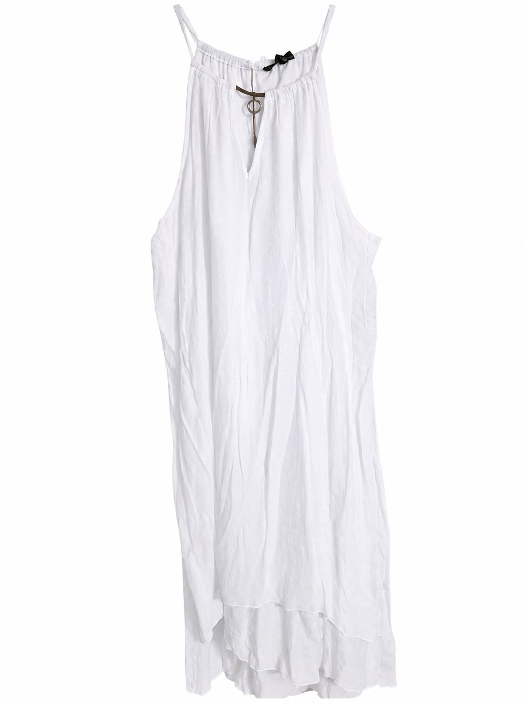 New Mlle Gabrielle Dress maxi white straps gold detailing high-low rayon 3X