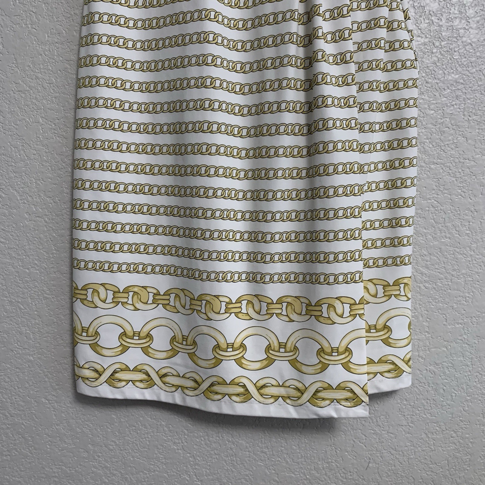 J McLaughlin Dress Womens M Brea Catalina Cloth Faux Wrap Gold Optic Link Preppy