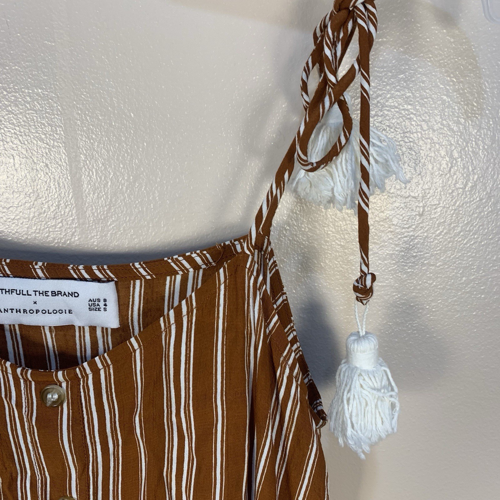 Faithfull The Brand Arietta Striped Tassel Tie Button Front Striped Maxi Dress 4