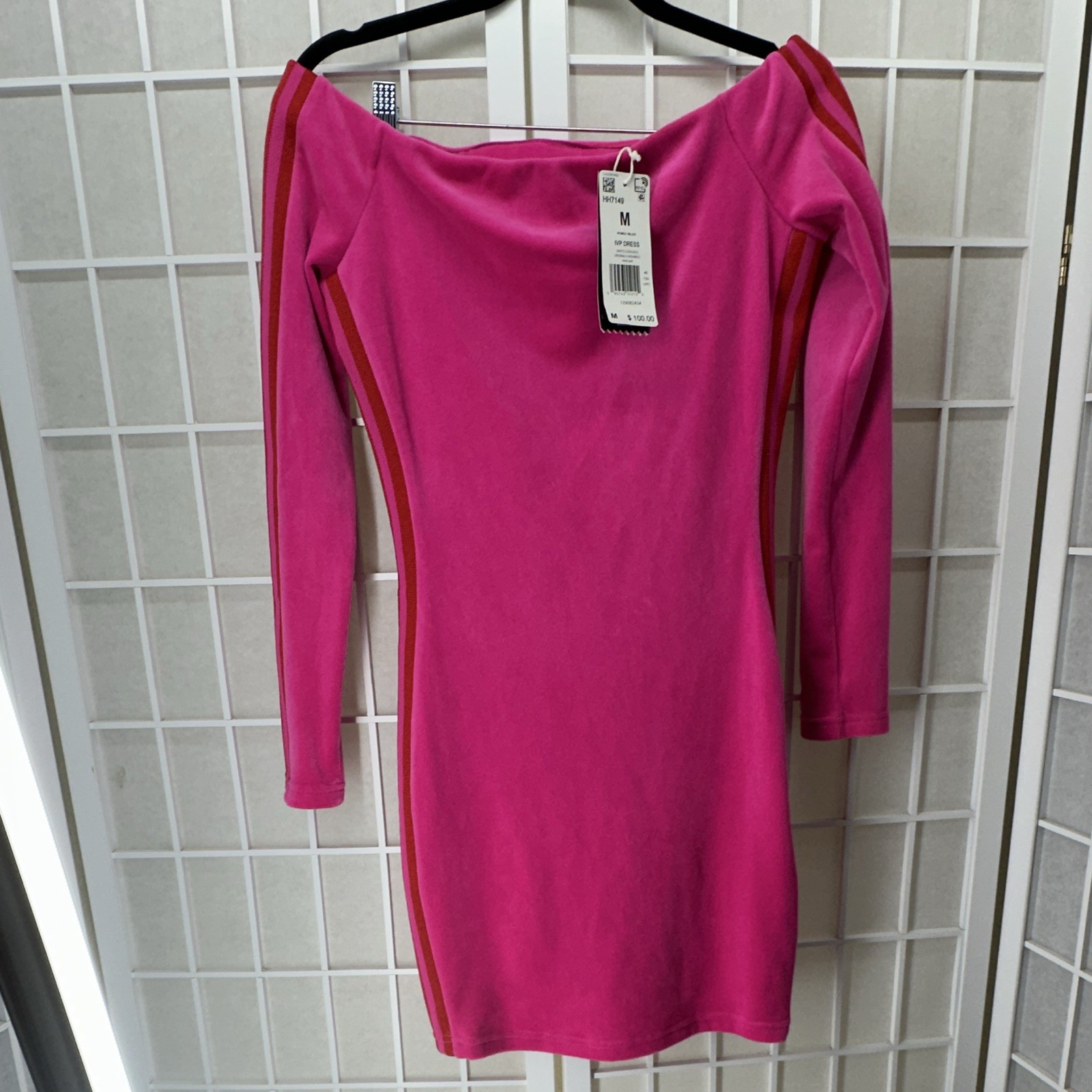 adidas x IVY PARK Beyonce Collection Bardot Velour 3 Stripes Dress Size M
