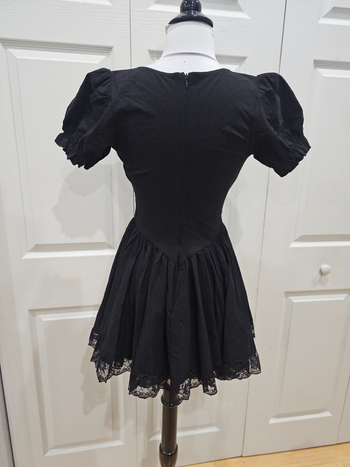 Dolls Kill Goth Witchy Hazy Haunting Black Lace Up Corset Style Mini Dress S NWT
