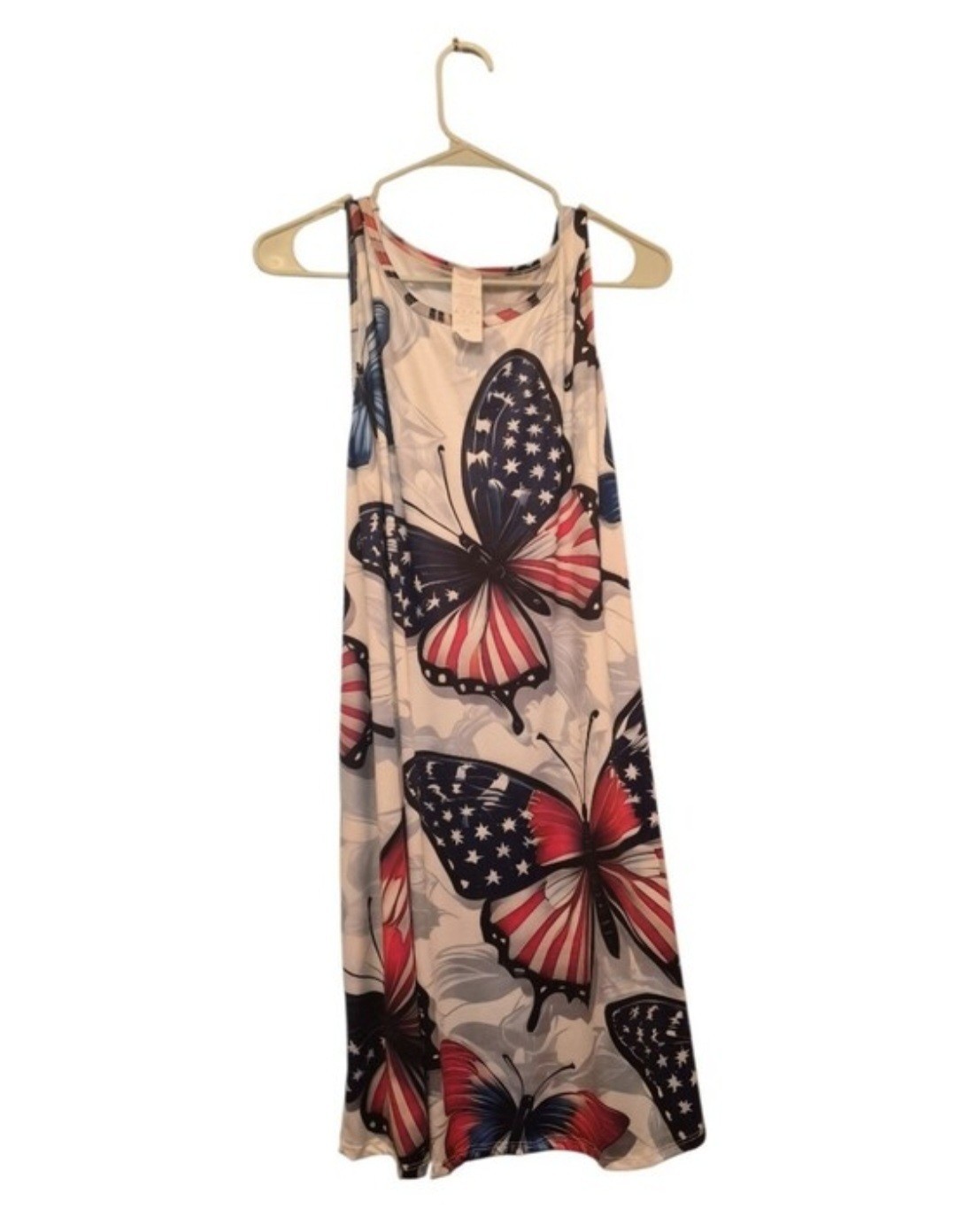 SHEIN Red White Blue Patriotic Butterfly Midi Sleeveless Dress 2xL