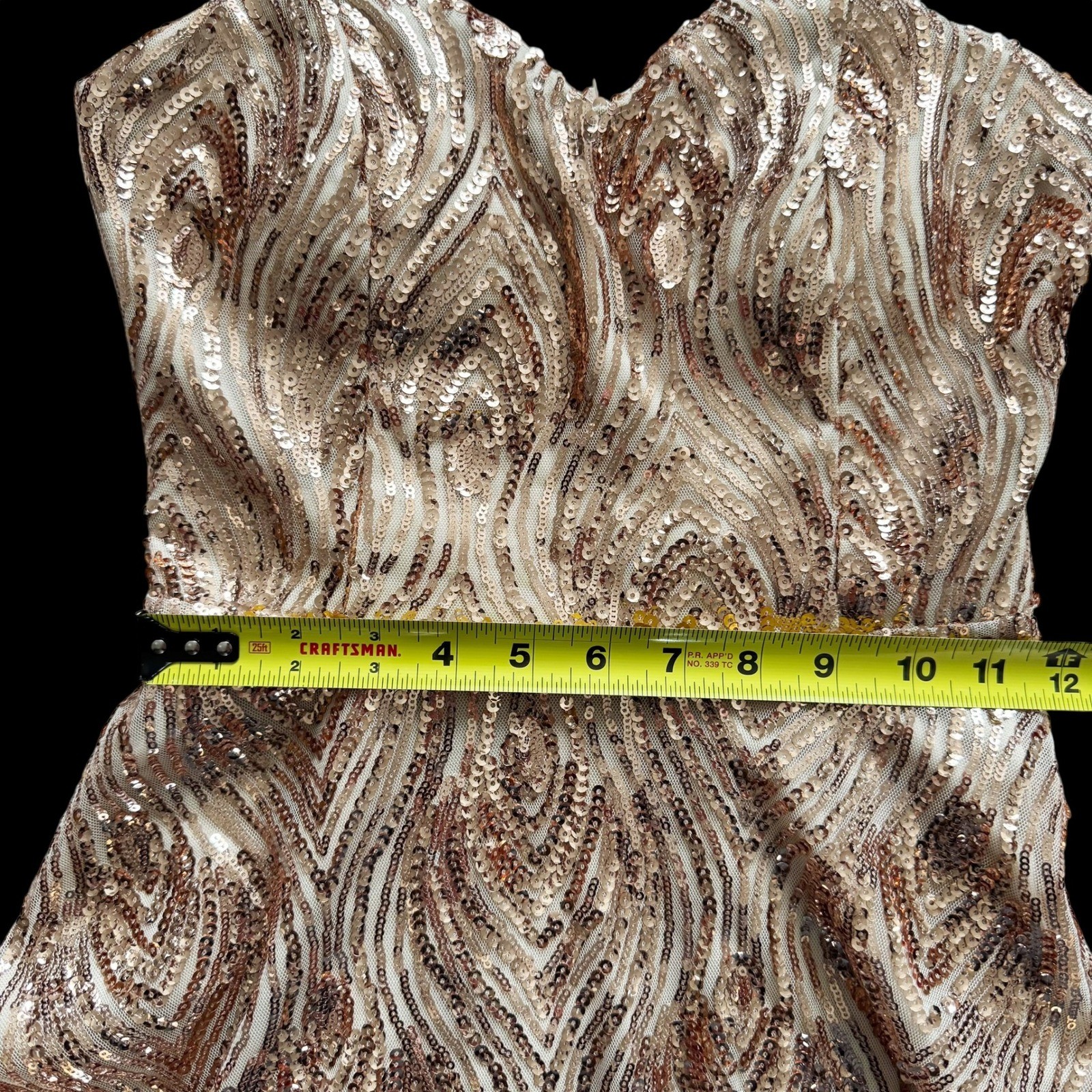 Windsor Rose Gold Sequin Skater Mini Dress Sz Small NWT Glam HOCO Party coquette