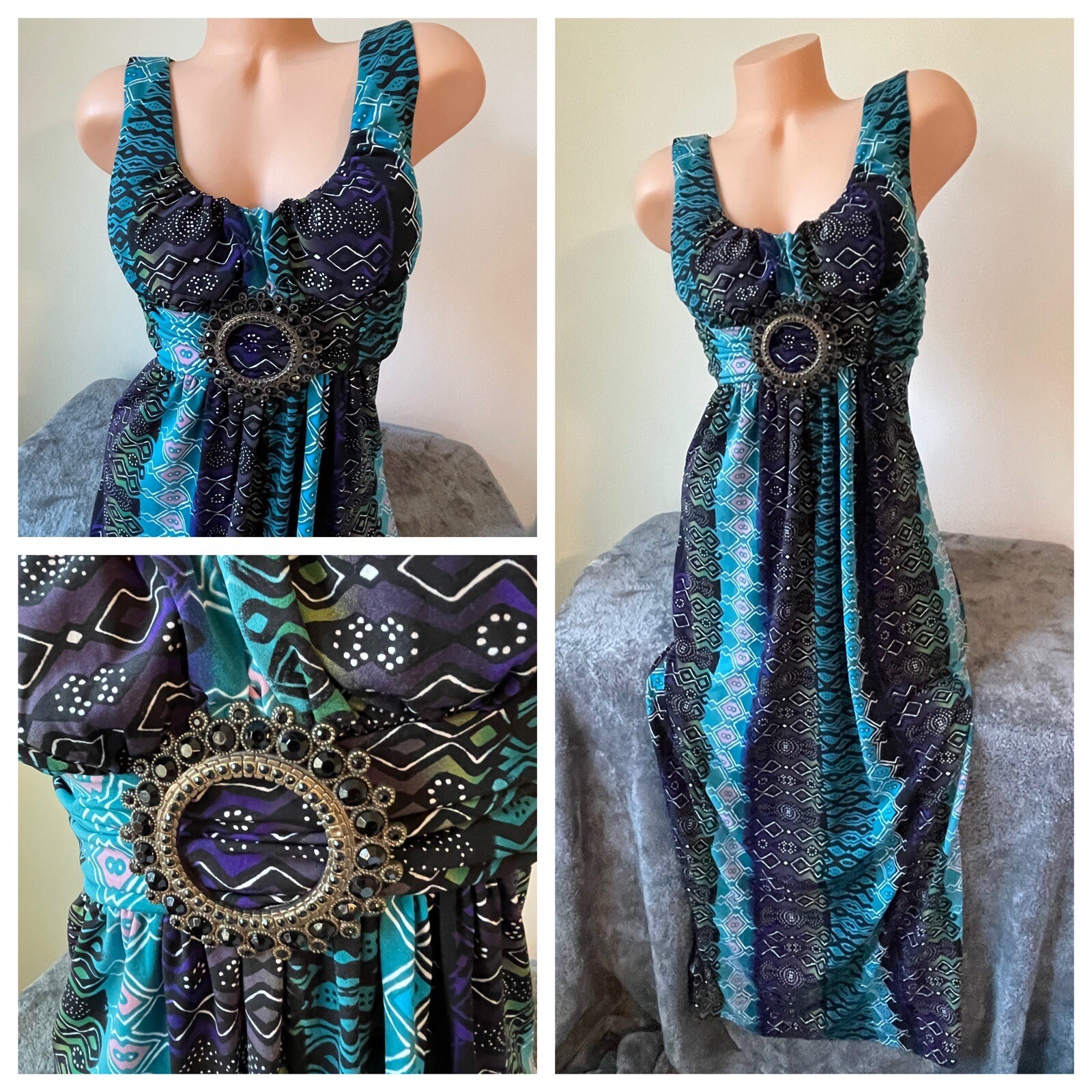 Whimsygoth Maxi Dress 👀 Sz 8 M Witchy Boho Amulet Festival 5006 Renaissance Emo
