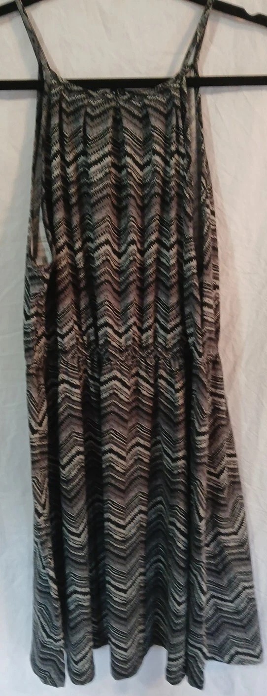 Sheila Rose Chevron Sun Dress Black-Grays Zig-Zag Womens Xlg Elastic Waist