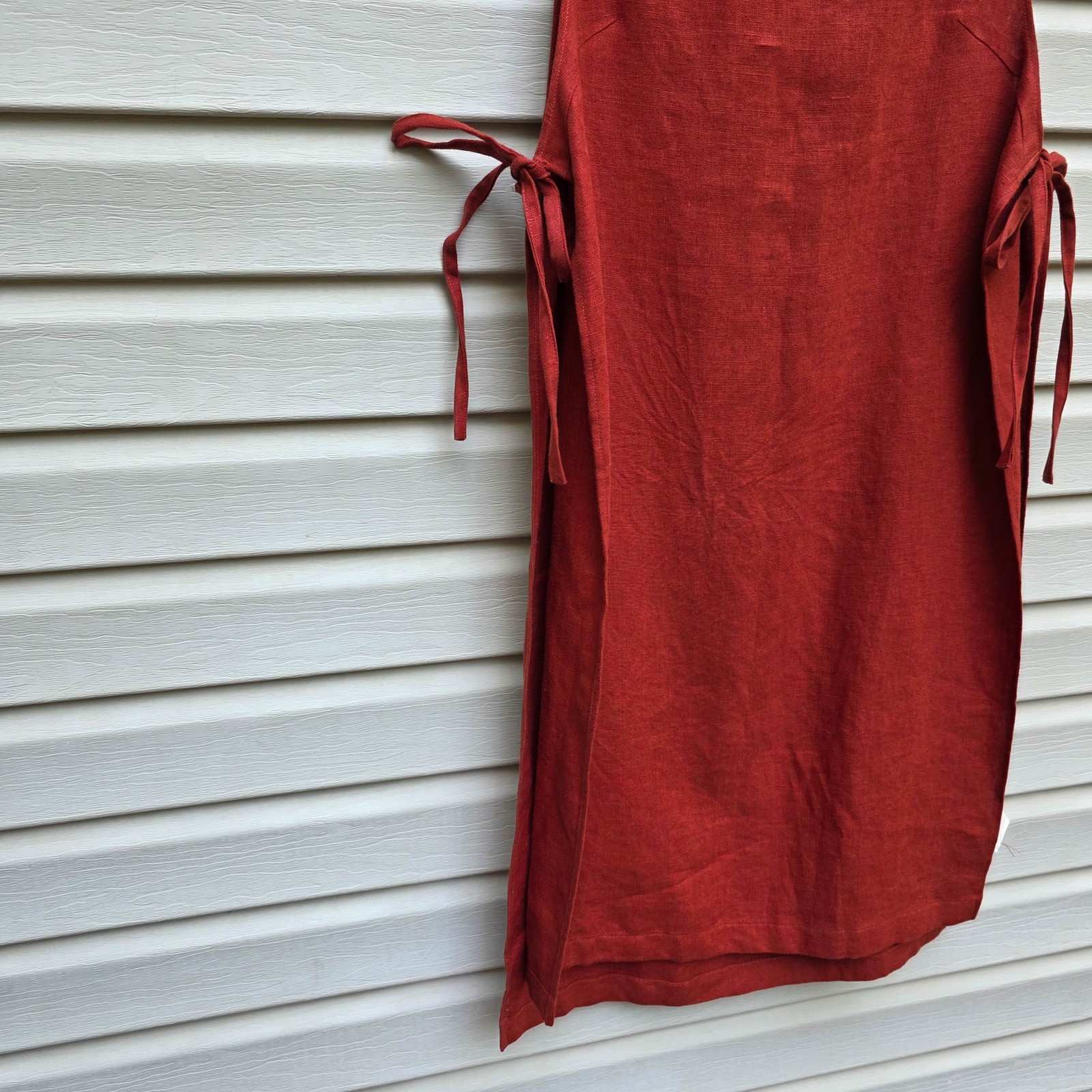 Simon Miller Linen Lagenlook Tunic Dress Rust Red Open Side Layer USA Sz 1 Lagom
