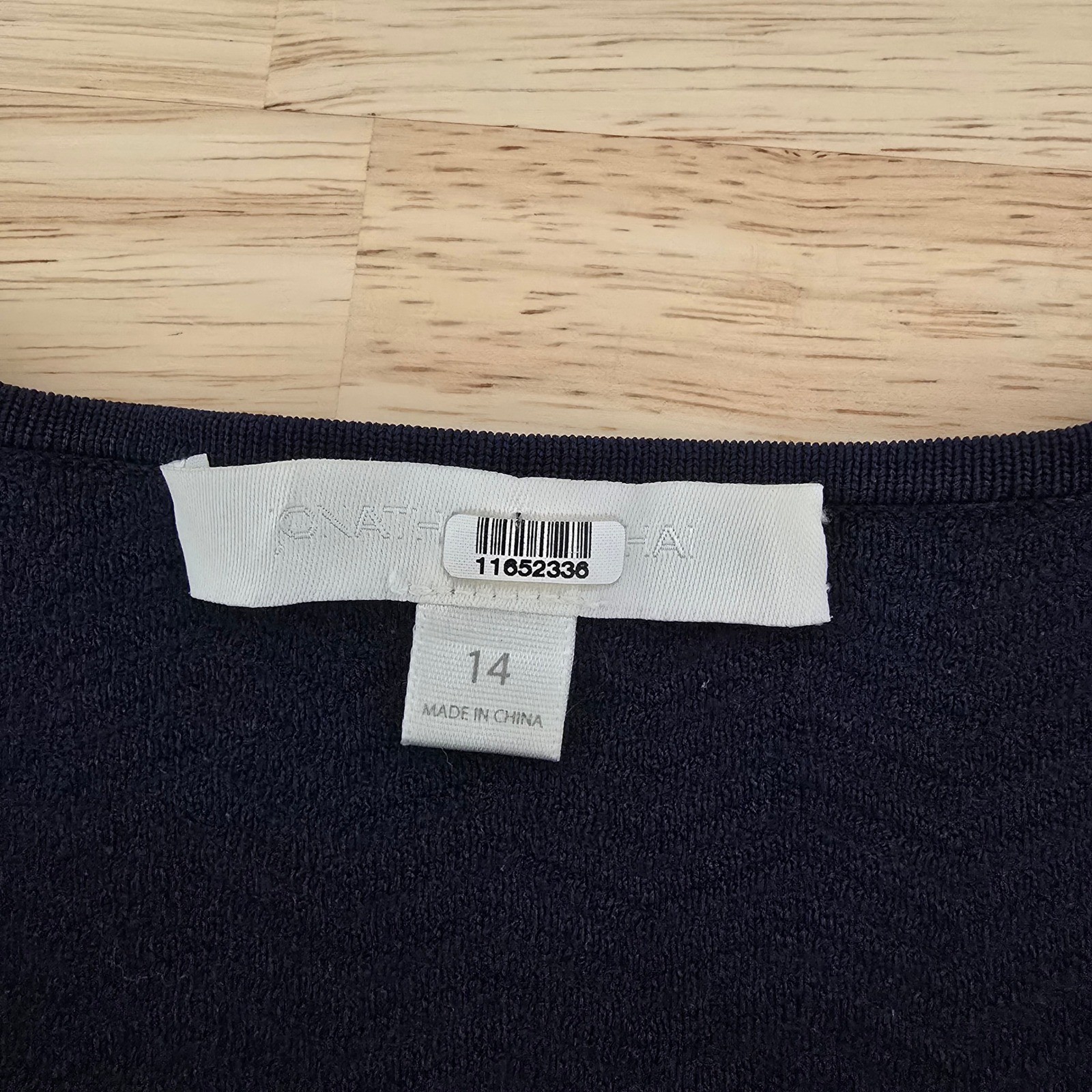 Jonathan Simkhai Navy Blue Knit V-Neck Midi Dress Tie Cuff Size 14 Quiet Luxury