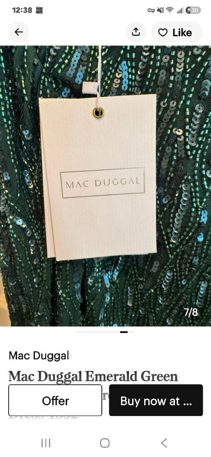 Mac Duggal Emerald Green Long Sleeve Sequin Dress