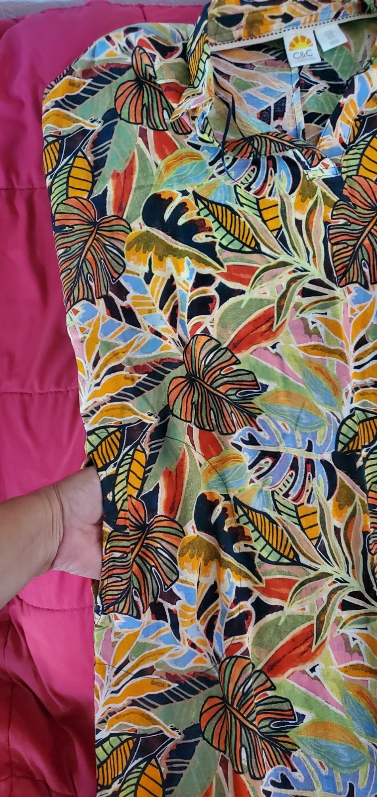 C&C California NWOT Linen Blend Tropical Short Sleeve Maxi Beachwear Dress M