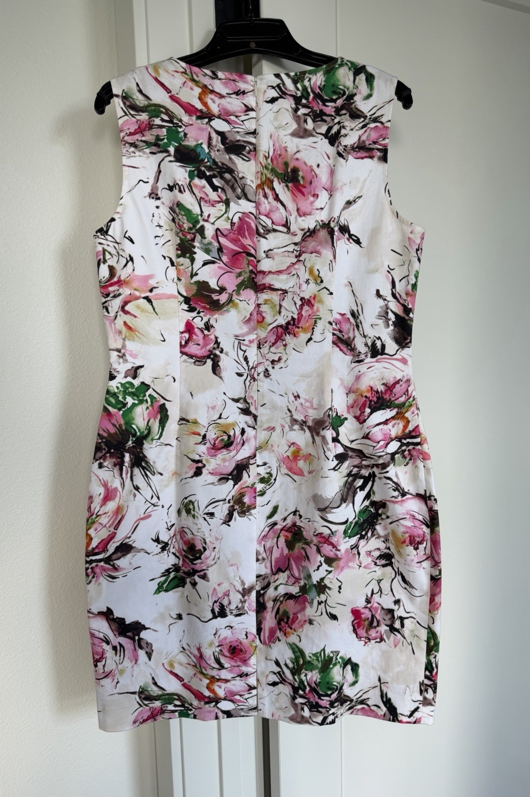 St John Watercolor Floral Cotton Blend Sheath Dress Size 10