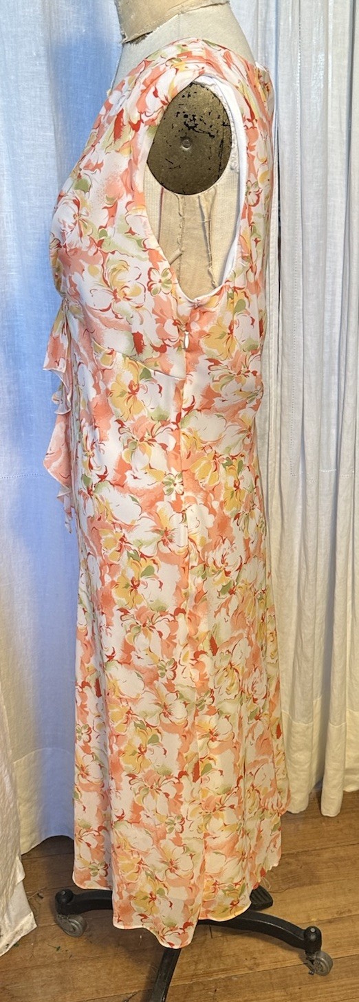 J.B.S. Womens Peach White Yellow Green Sleeveless Chiffon Midi Dress Sz 16 Pre-o