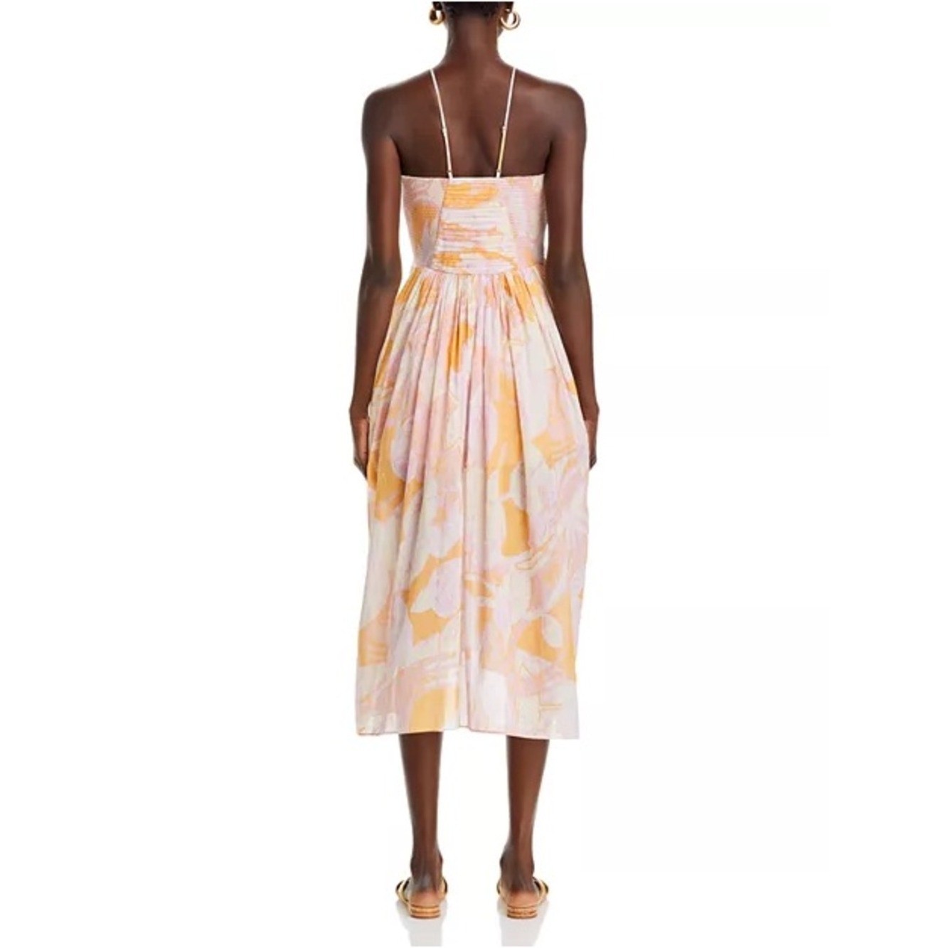 A.L.C. Rumi Cumin Lilac Floral Cotton Pleated Midi Dress Size 4 flowy luxury boh