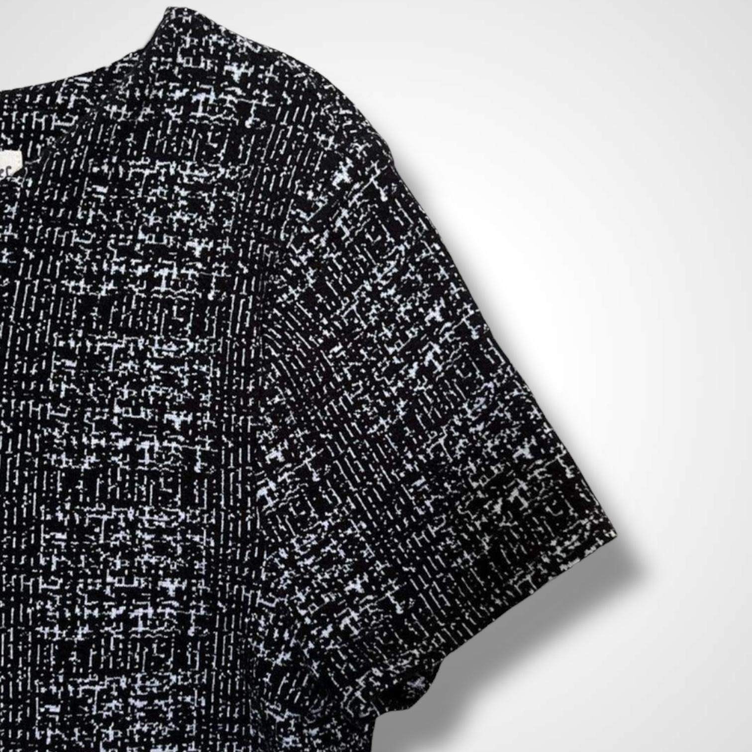 Maison Jules Tweed Dress Size L Flounce Hem Short Sleeve Black and White,