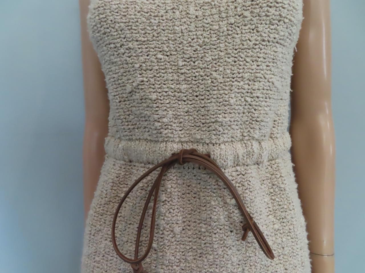 PRADA Beige Silk Boucle Construction Mini Dress Size 36/US 0