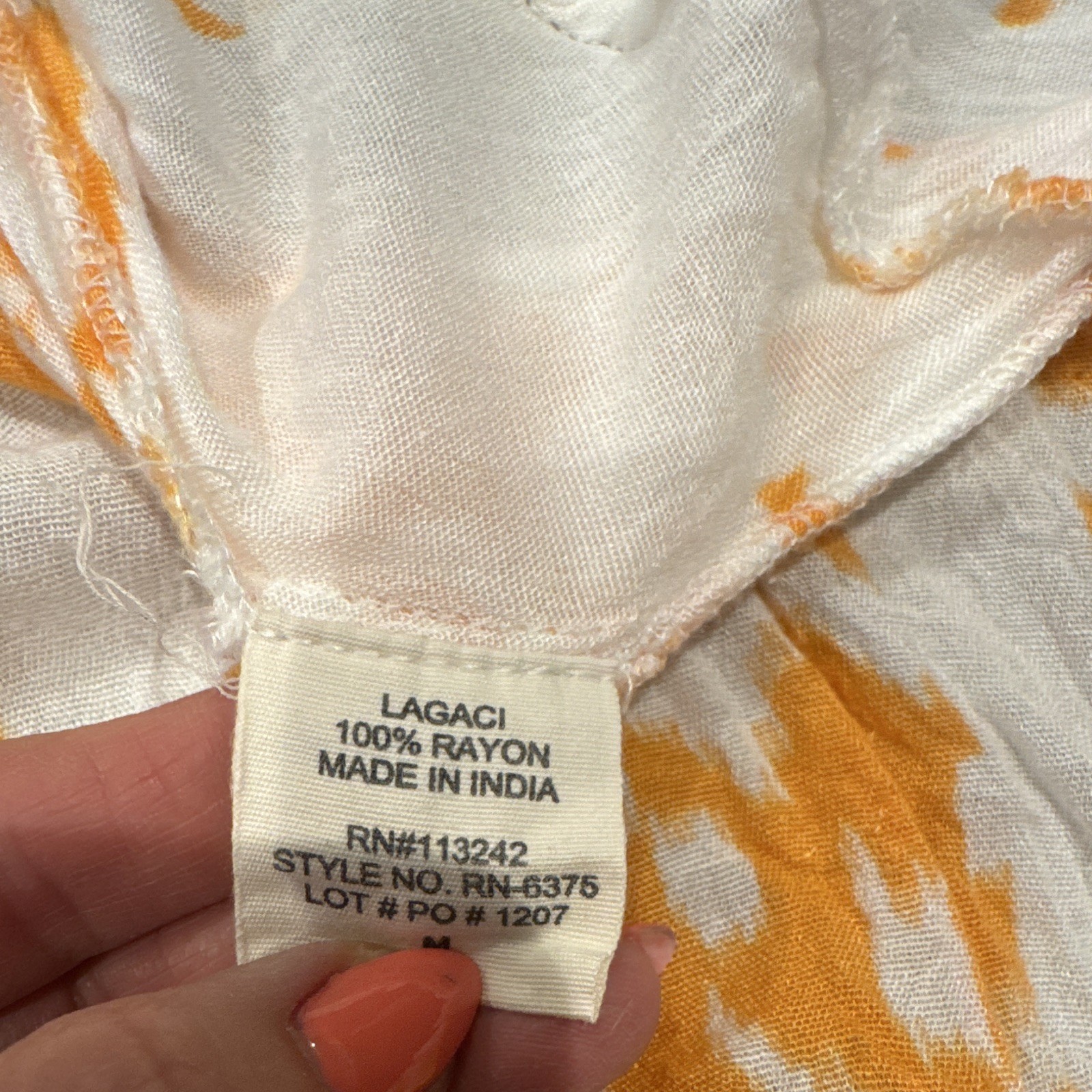 Lagaci White Orange Geometric Spaghetti Strap Ruffle Maxi Dress Rayon M