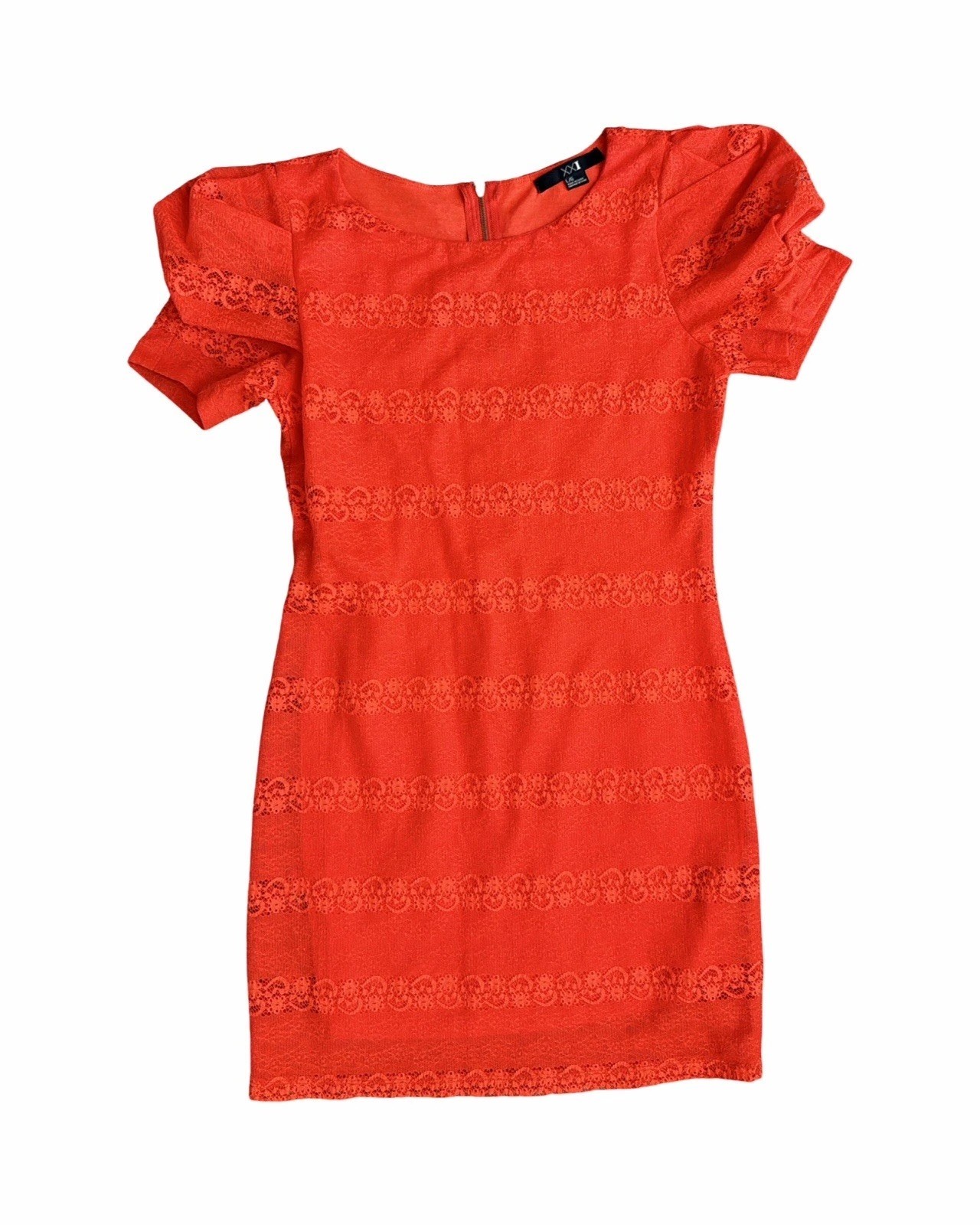 XXI Forever 21 Womens Large Red Lace Dress Ruffle Hem Bodycon Party