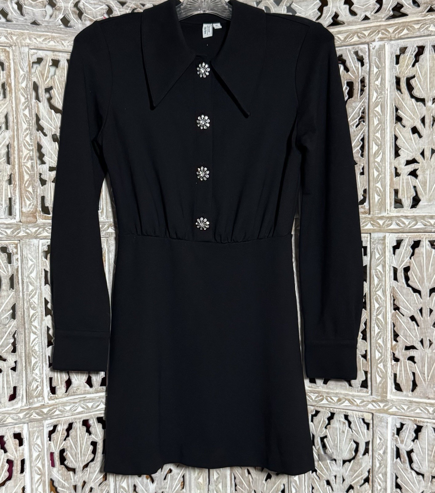 Paris Atelier & Other Stories Elegant Black Long Sleeve Mini Dress SZ XS