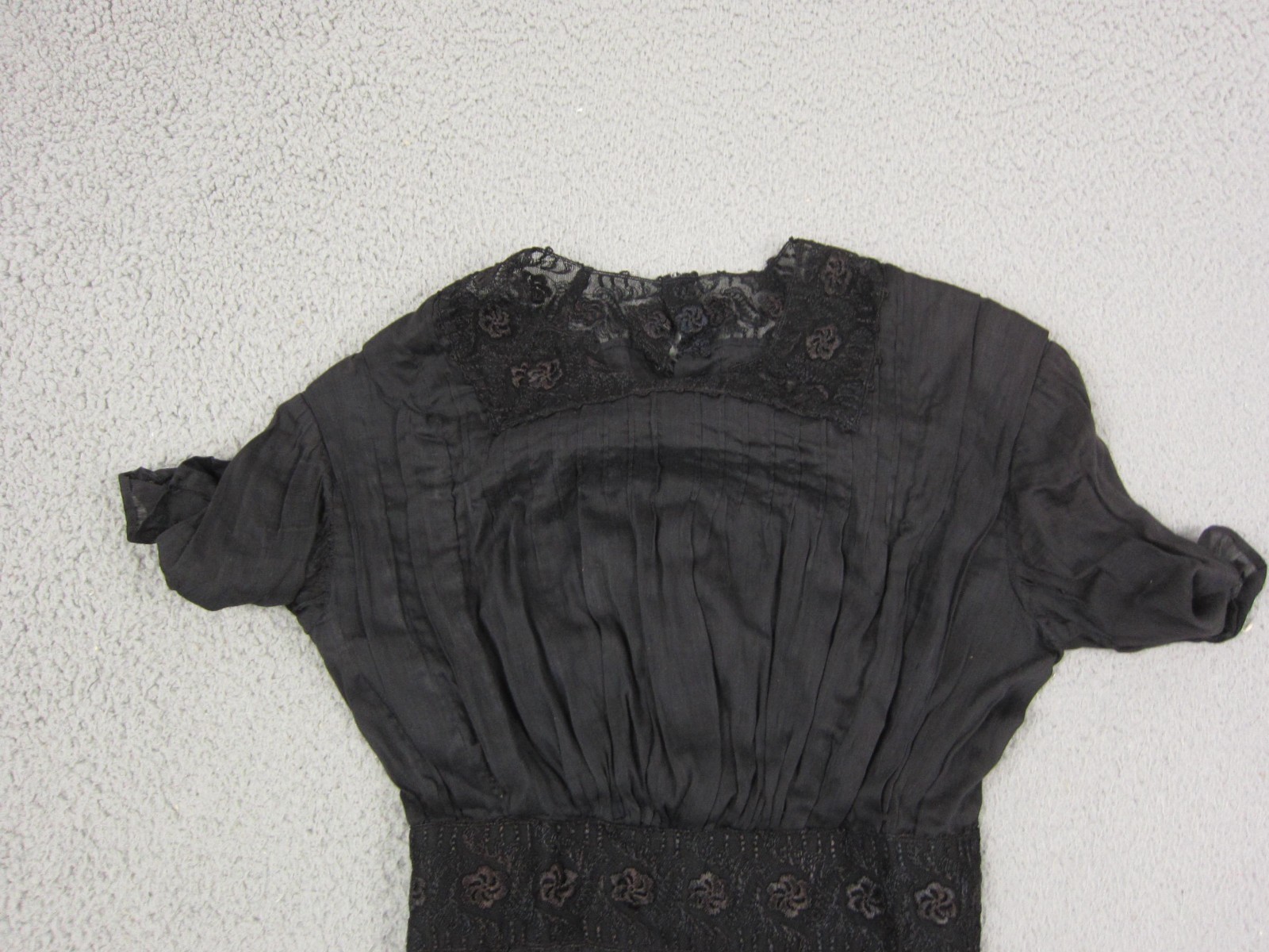 True Vintage Voil Dress Womens Extra Small XS Black Gown Lace Midi 1900s