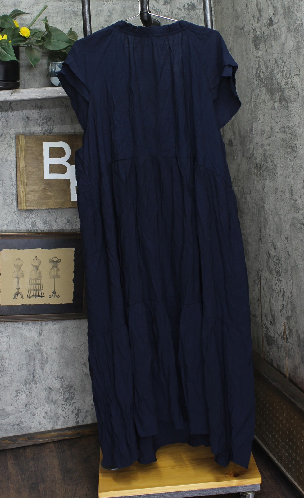 Ny Collection Womens Plus Size Short Sleeve Slubbed Midi Dress Navy Blue 3X