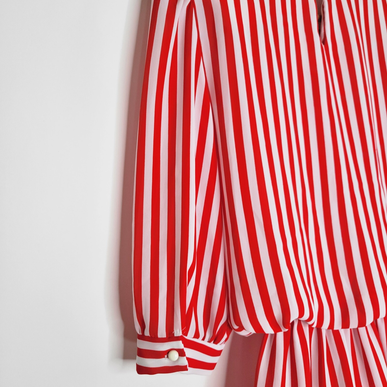 Vintage Striped 1940s Size XS Sailor Blouson Dress Red Collar Bow Clown Nautical