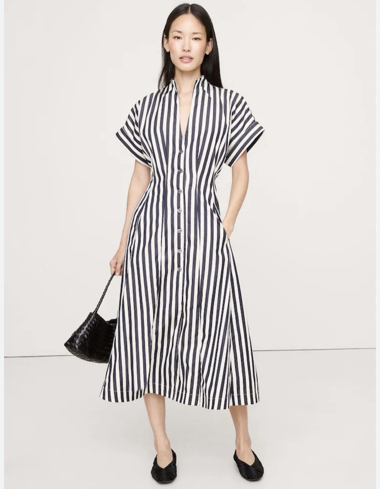 Banana Republic Poplin Striped Shirtdress Size 2 NWOT RT$180