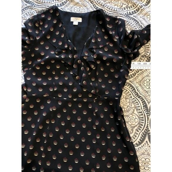 Ann Taylor Loft Size 4 w/ Tie & Ruffled Details 3/4 Sleeves Professional Dress