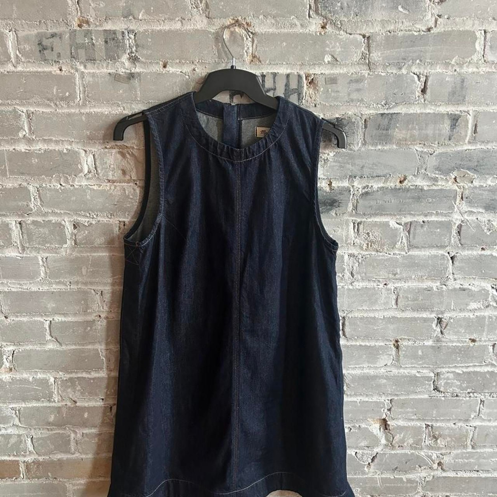 Madewell Indigo Denim Sleeveless Shift Dress Mini Mock Neck NWT Size 14